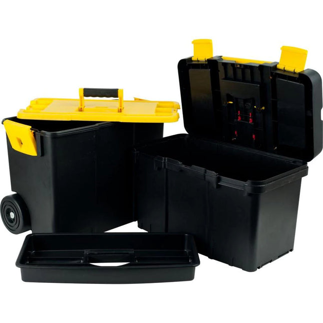 Portable Tool Box on Wheels – Stalwart Stackable 2-in-1 Storage Chest