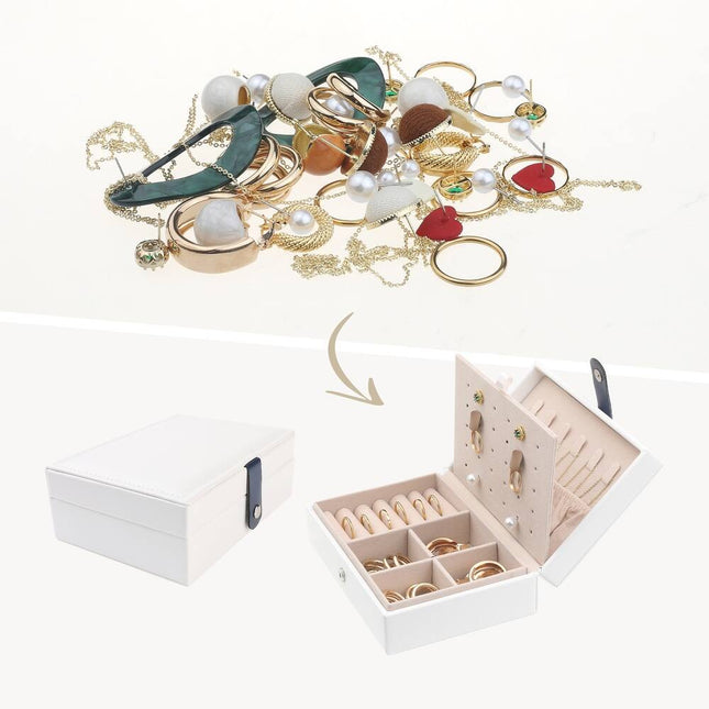Small Portable PU Leather Travel Jewelry Box – Organizer & Storage Case