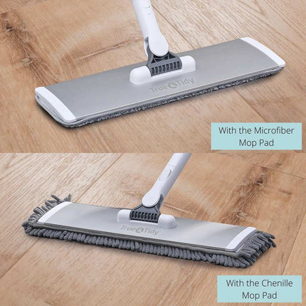 Heavy Duty Wet and Dry Sweeper Mop with 2 Reusable Mop Pads for Floors