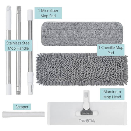 Heavy Duty Wet and Dry Sweeper Mop with 2 Reusable Mop Pads for Floors