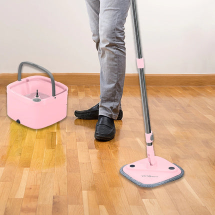 TrueClean Spin Mop & Bucket Combo, 360° Rotating – Rose