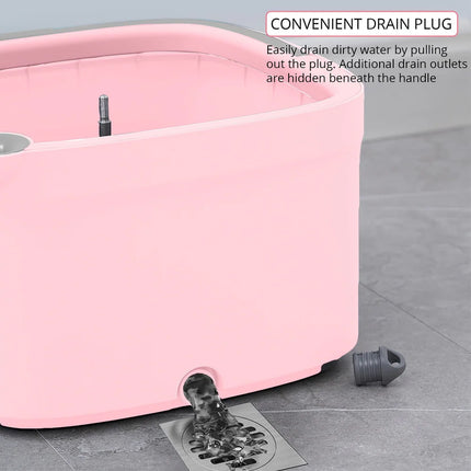 TrueClean Spin Mop & Bucket Combo, 360° Rotating – Rose
