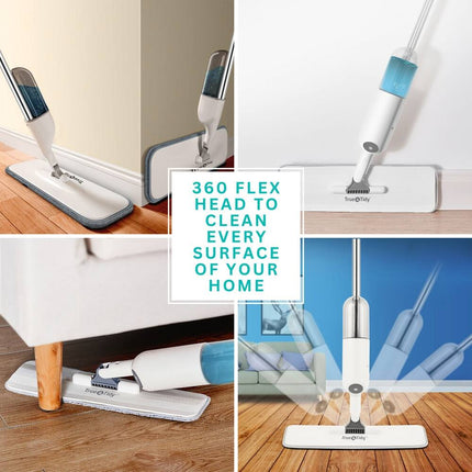 True & Tidy Spray Mop with 360° Swivel Head – Removable Water Tank White