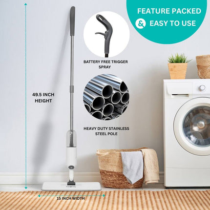 True & Tidy Spray Mop with 360° Swivel Head – Removable Water Tank White