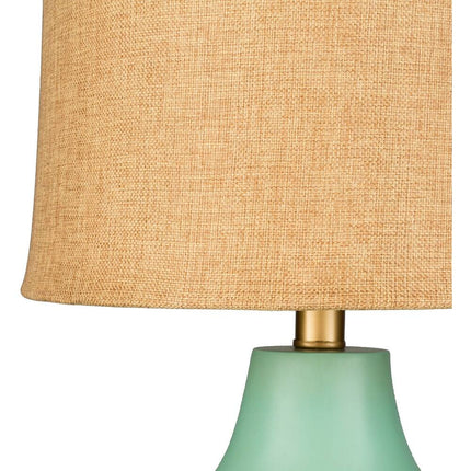 Turquoise Over Bronze Natural Shade Table Lamp for Elegant Home Décor