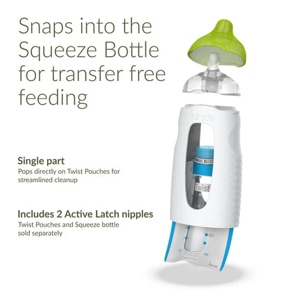 2-Pack Twist Active Latch Nipples – Slow Flow, Green Baby Feeding
