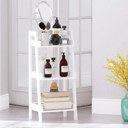 3 Shelf Ladder Bookcase White Bathroom Space Saver Open Wood Storage Rack