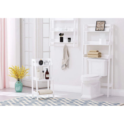 3 Shelf Ladder Bookcase White Bathroom Space Saver Open Wood Storage Rack