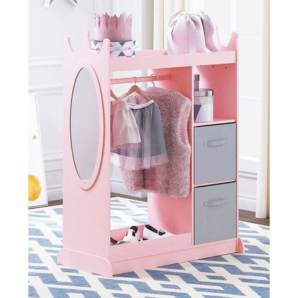 Kids Dress-Up Storage with Mirror & Bin – Costume Closet Armoire