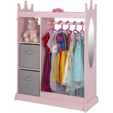 Kids Dress-Up Storage with Mirror & Bin – Costume Closet Armoire
