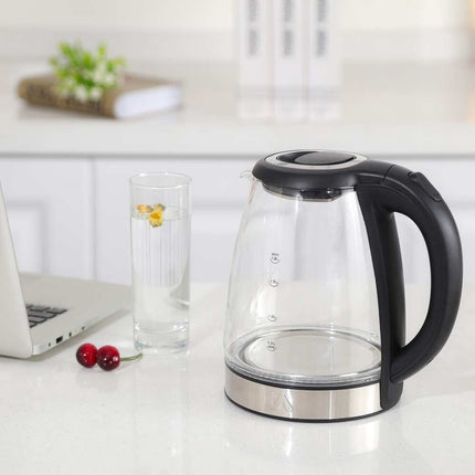1.8L Glass & Stainless Steel Water Boiler – Electric Tea Kettle & Heater