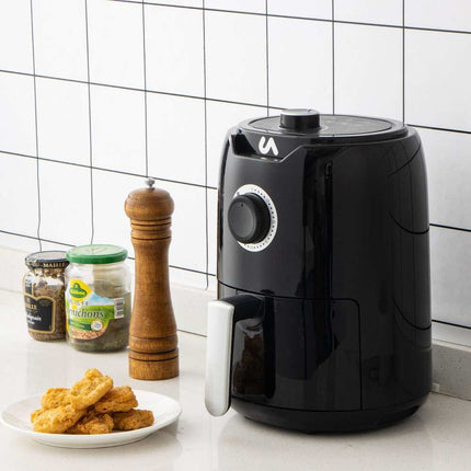 2Qt Mini Air Fryer Black Compact Oil-Free Digital Cooker for Home Kitchen