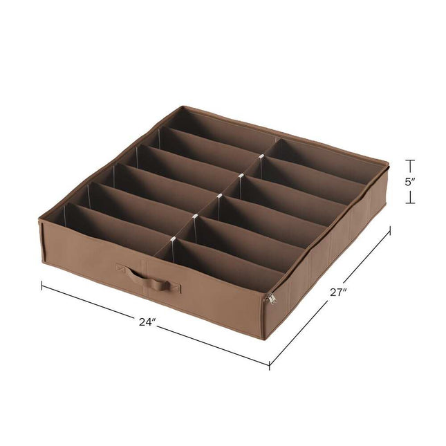 Everyday Home Under-Bed Shoe Organizer – Brown, Clear Zippered Cover