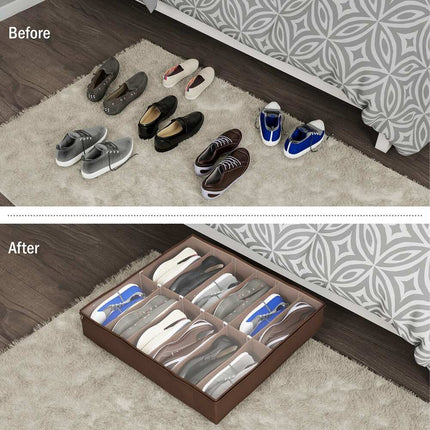 Everyday Home Under-Bed Shoe Organizer – Brown, Clear Zippered Cover