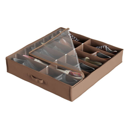 Everyday Home Under-Bed Shoe Organizer – Brown, Clear Zippered Cover