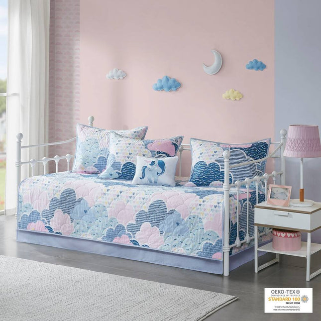 6-Piece Cotton Reversible Daybed Set – Cloud Design Bedding Set