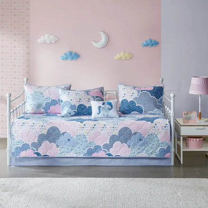 6-Piece Cotton Reversible Daybed Set – Cloud Design Bedding Set