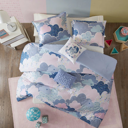 5-Piece Cotton Duvet Cover Set – Cloud Blue Bedding Ensemble