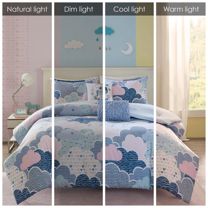 5-Piece Cotton Duvet Cover Set – Cloud Blue Bedding Ensemble