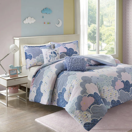 5-Piece Cotton Duvet Cover Set – Cloud Blue Bedding Ensemble