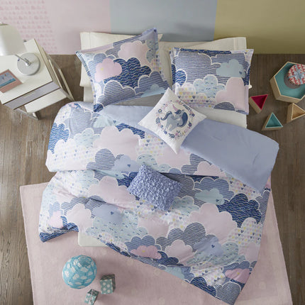 5-Piece Cotton Duvet Cover Set – Cloud Blue Bedding Ensemble