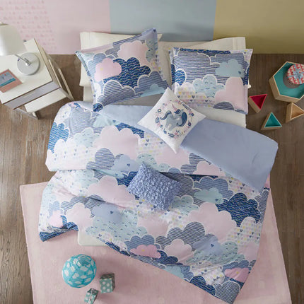 Kids Cloud Blue Cotton Printed Comforter Set Soft Cozy Bedding for Children