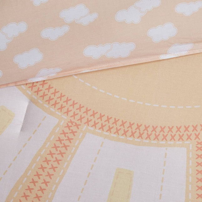 Kids Dawn Yellow Coral Sunshine Printed Reversible Comforter Set Bedding