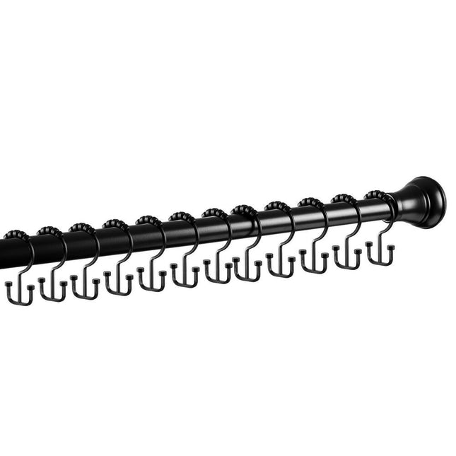 Modern Matte Black Double Roller Shower Curtain Hooks Deco Bathroom Set