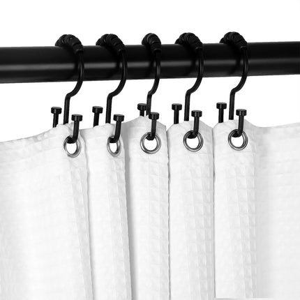 Modern Matte Black Double Roller Shower Curtain Hooks Deco Bathroom Set