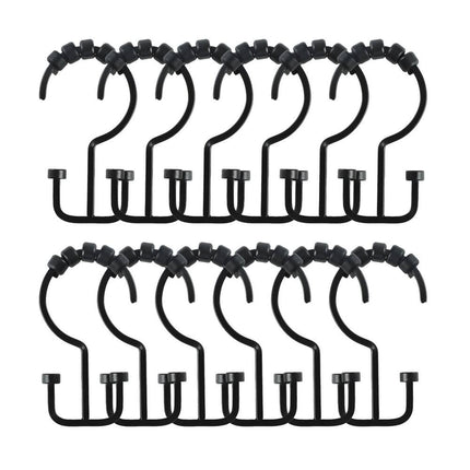 Modern Matte Black Double Roller Shower Curtain Hooks Deco Bathroom Set