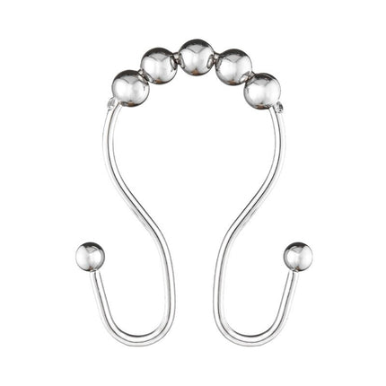 Set of 12 Double Roller Ball Shower Curtain Hooks – Stainless Steel