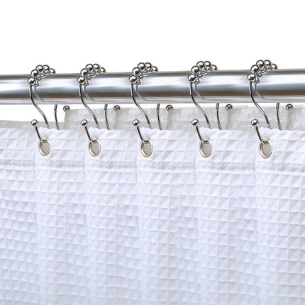 Set of 12 Double Roller Ball Shower Curtain Hooks – Stainless Steel