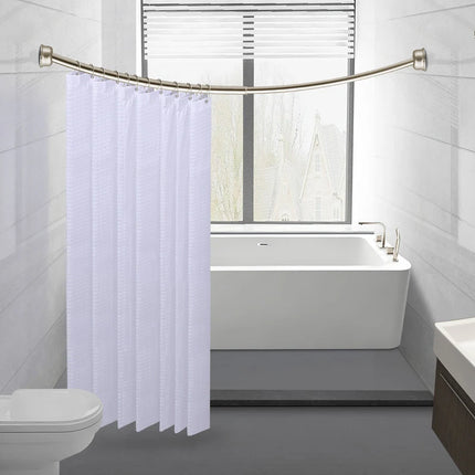 Wall-Mounted Aluminum Shower Rod – Curved, Rustproof, 45"-72", Brushed Nickel