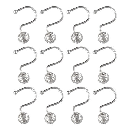 Set of 12 Hollow Ball Shower Curtain Rings – Rust-Resistant Hooks