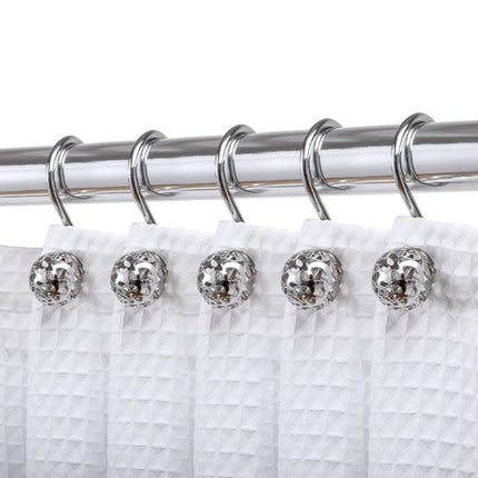 Set of 12 Hollow Ball Shower Curtain Rings – Rust-Resistant Hooks