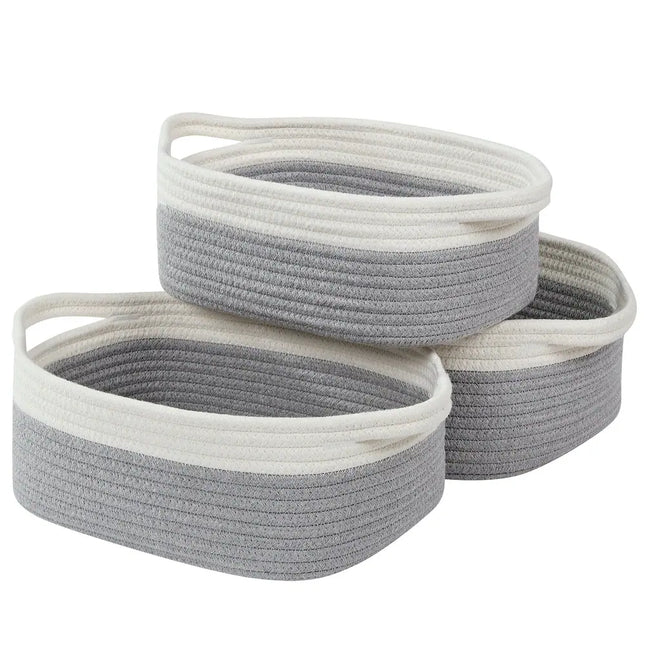 Large Storage Basket for Blankets Toys with Handles Round Rectangle Design
