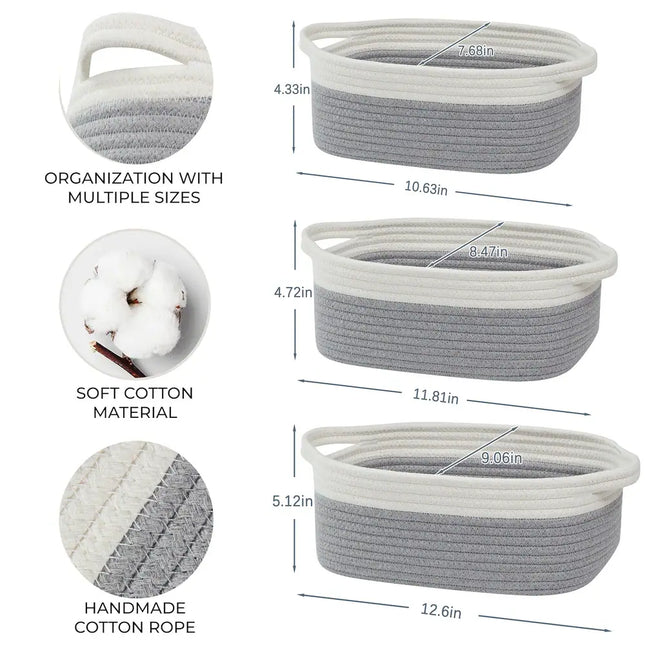 Large Storage Basket for Blankets Toys with Handles Round Rectangle Design