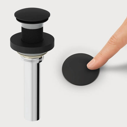 1.75" Vessel Bathroom Sink Pop-Up Drain with Mounting Ring Matte Black