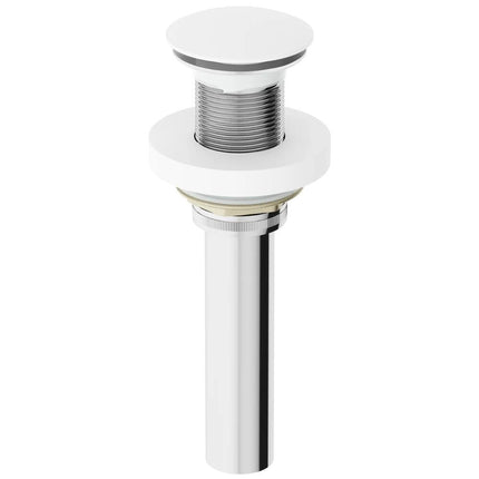 Matte White Vessel Bathroom Sink Pop Up Drain 1.75 Inch with Mount Ring