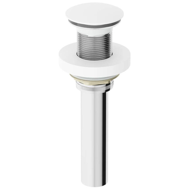 Matte White Vessel Bathroom Sink Pop Up Drain 1.75 Inch with Mount Ring