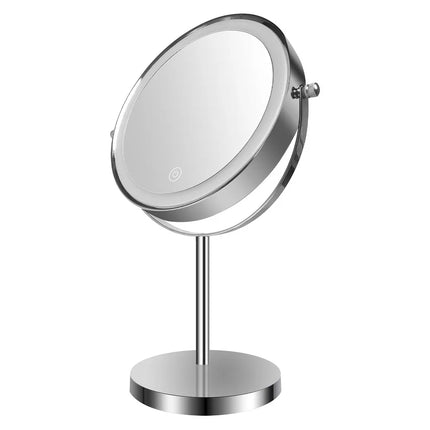 Tabletop Makeup Mirror – 1/10x Magnification, LED, Chrome Finish