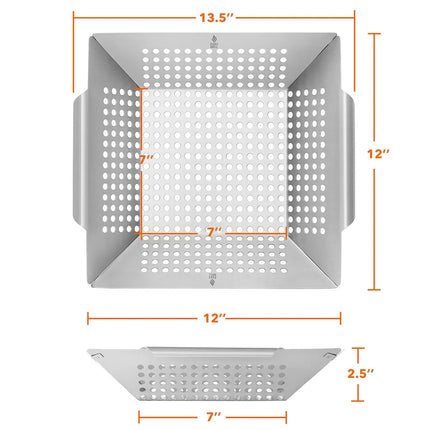 Vegetable Grilling Basket Stainless Steel BBQ Grill Basket Cooking Tray