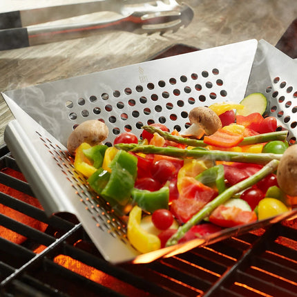Vegetable Grilling Basket Stainless Steel BBQ Grill Basket Cooking Tray