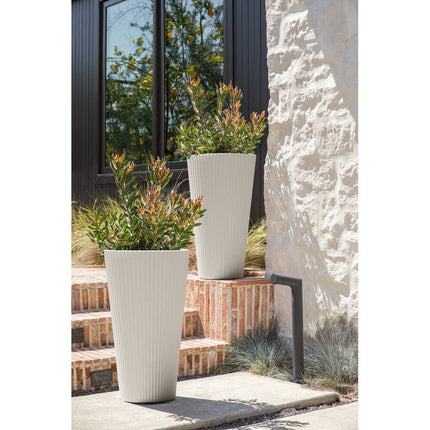 Demi Series 26" Tall Plastic-Stone Planter Modern Outdoor Indoor Plant Pot