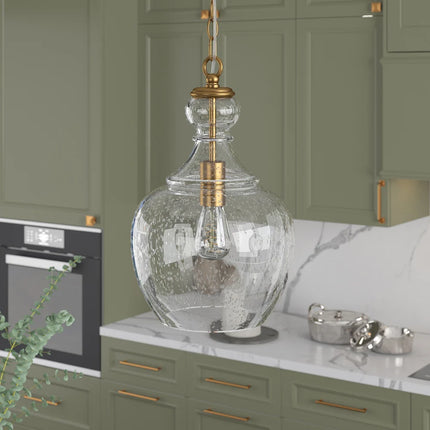 Verona 11" Wide Pendant Light – Glass Shade, Modern Design
