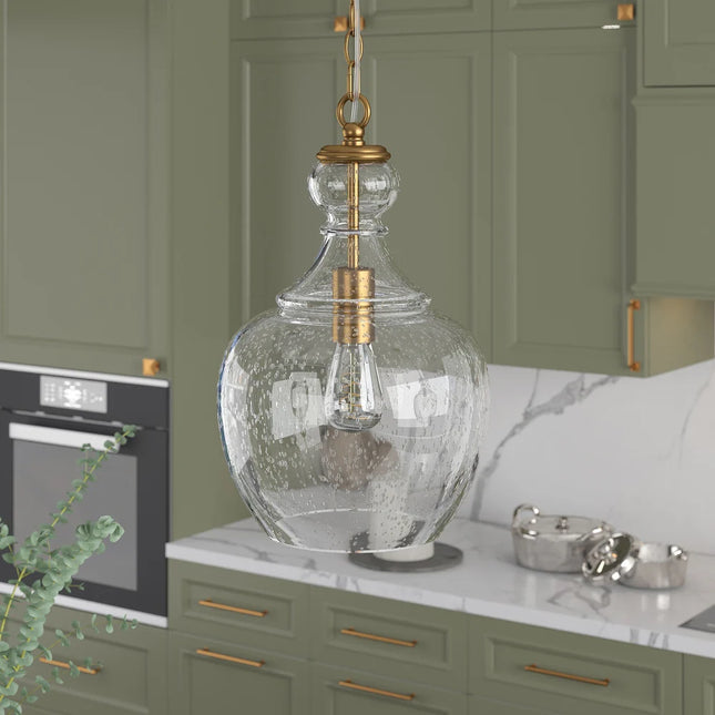 Verona 11" Wide Pendant Light – Glass Shade, Modern Design