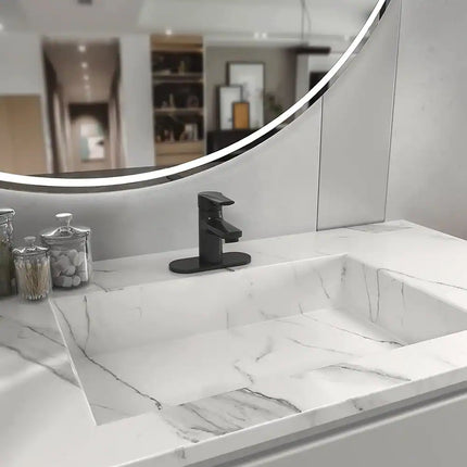 Matte Black Bathroom Sink Faucet with Drain Assembly, 5.18-Inch, Single-Handle Design