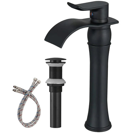 Commercial Black Waterfall Bathroom Sink Vessel Faucet Modern Design