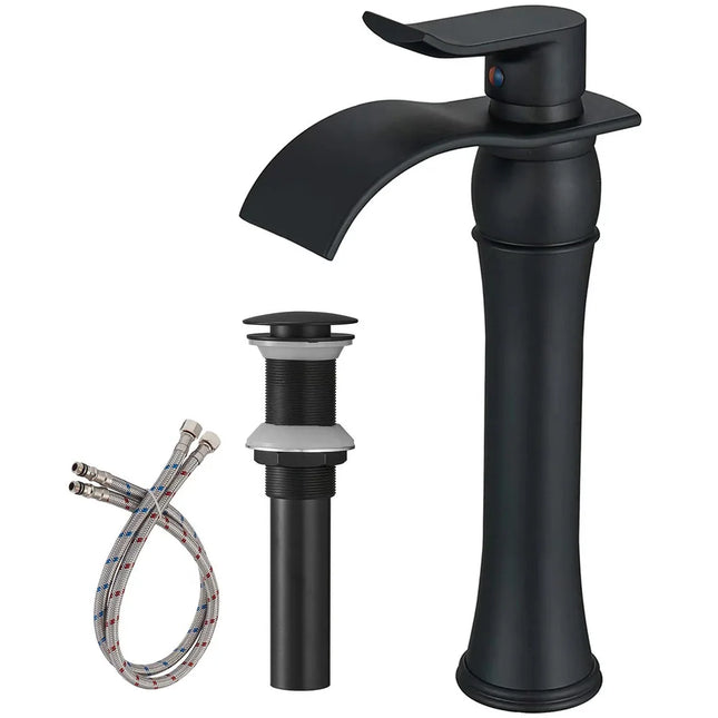Commercial Black Waterfall Bathroom Sink Vessel Faucet Modern Design