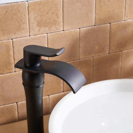 Commercial Black Waterfall Bathroom Sink Vessel Faucet Modern Design